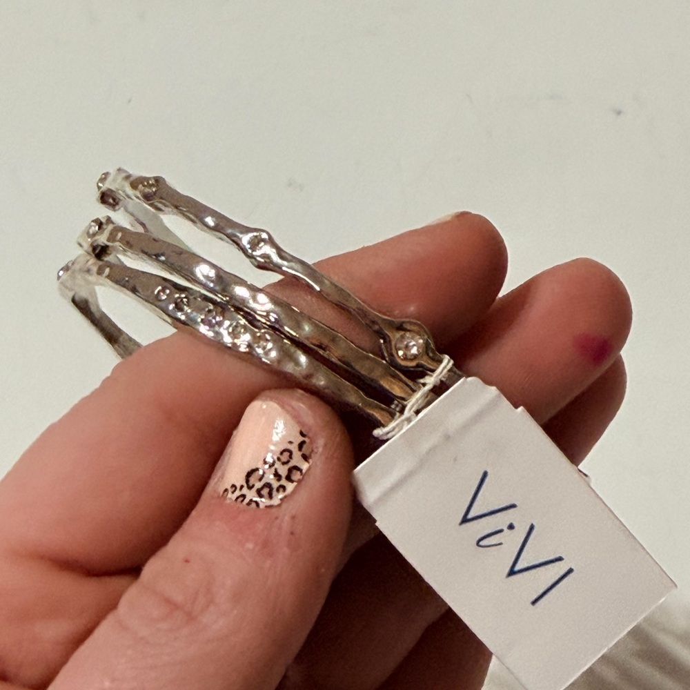 ViVI Silver Hammered Bangles - Picture 2 of 4